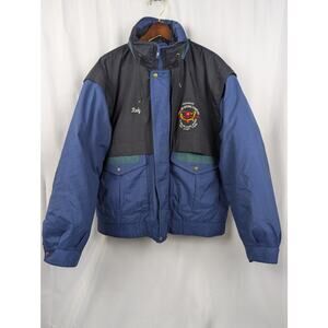 Vintage Hilton Active Apparel Down Winter‎ Jacket Black Blue and Green 2XL